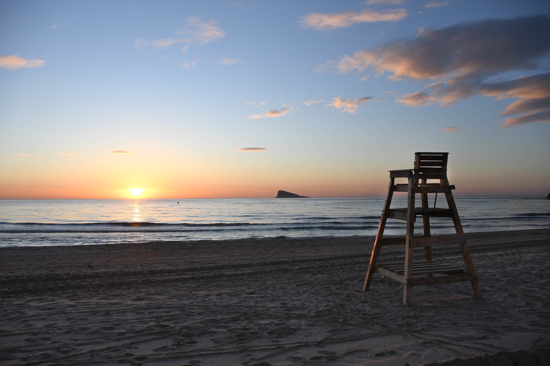 Beach sunset scene in Benidorm