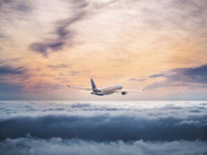 SAS aircraft above clouds